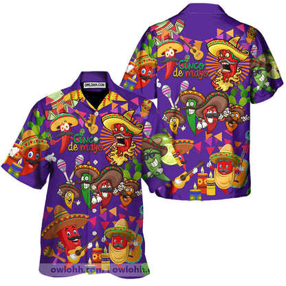 Comida Picante Morado - Camisa Hawaiana Unisex para Hombres y Mujeres