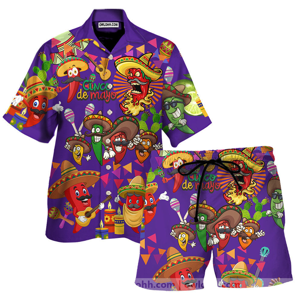 Comida Picante Morado - Camisa Hawaiana Unisex para Hombres y Mujeres