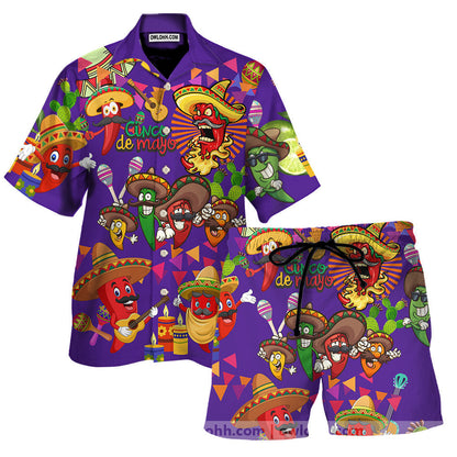 Comida Picante Morado - Camisa Hawaiana Unisex para Hombres y Mujeres