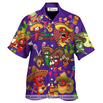 Comida Picante Morado - Camisa Hawaiana Unisex para Hombres y Mujeres