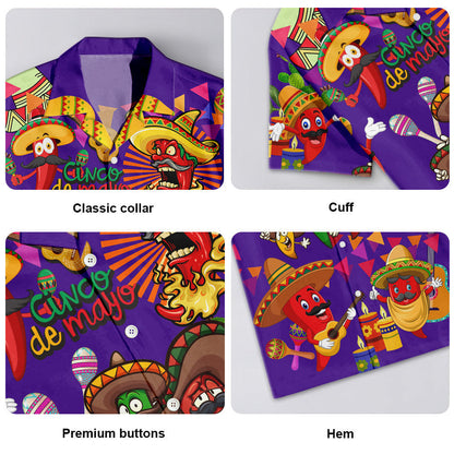 Comida Picante Morado - Camisa Hawaiana Unisex para Hombres y Mujeres