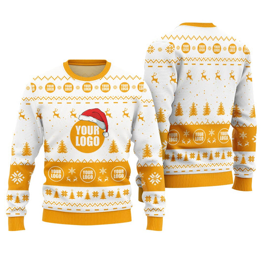 For Team Custom Logo Funny Ugly Christmas Sweater Yellow