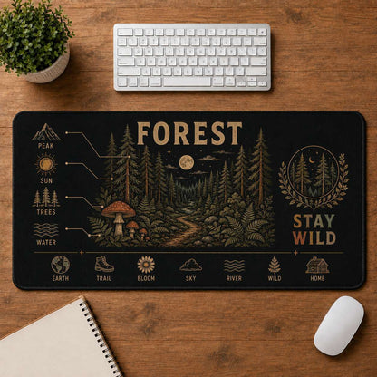 Mountain & Sun Hippie Desk Mat Mouse Pad | 5To9Vibe - Forest style
