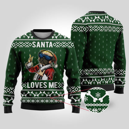 Forest Green Bulldog Funny Ugly Christmas Sweater - Funny Ugly Christmas Sweater