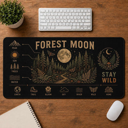 Mountain & Sun Hippie Desk Mat Mouse Pad | 5To9Vibe - Forest Moon style