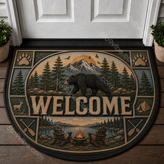 Forest Welcome Mat – Bear Wilderness Nature Outdoor Doormat - 5to9vibe