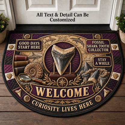 Fossil Shark Tooth Collector Personalized Half Round Mat | 5To9Vibe
