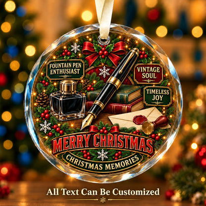 Fountain Pen Enthusiast Personalized Glass Ornament | 5To9Vibe