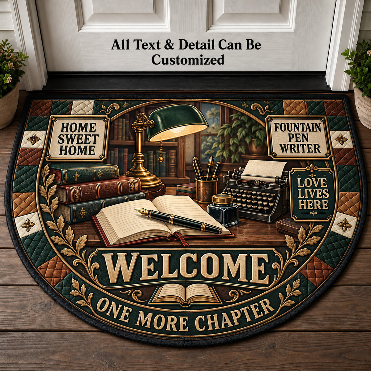 Fountain Pen Writer Personalized Half Round Mat | 5To9Vibe