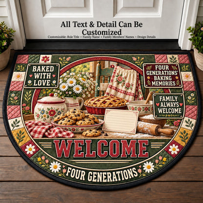 Four Generations' Baking Memories Personalized Half Round Mat | 5To9Vibe