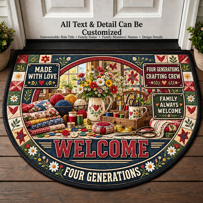 Four Generations' Crafting Crew Personalized Half Round Mat | 5To9Vibe