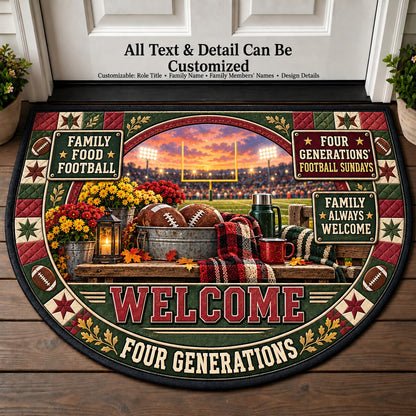 Four Generations' Football Sundays Personalized Half Round Mat | 5To9Vibe