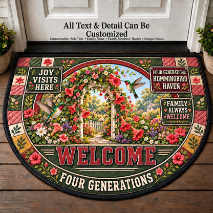Four Generations' Hummingbird Haven Personalized Half Round Mat | 5To9Vibe