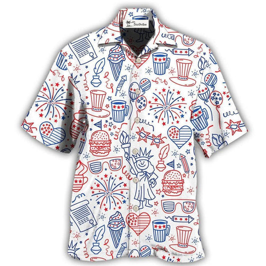 Hawaiian Shirt / Adults / S America Independence Day Fourth Of July Cool Art - Hawaiian Shirt 