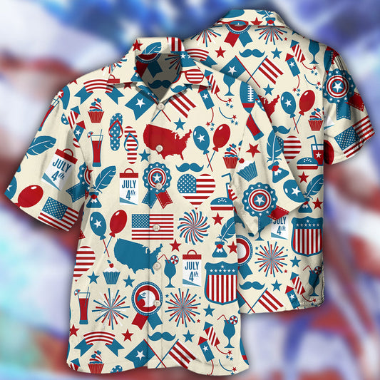 America Independence Day Fourth of July Independence Day Symbols - Hawaiian Shirt 