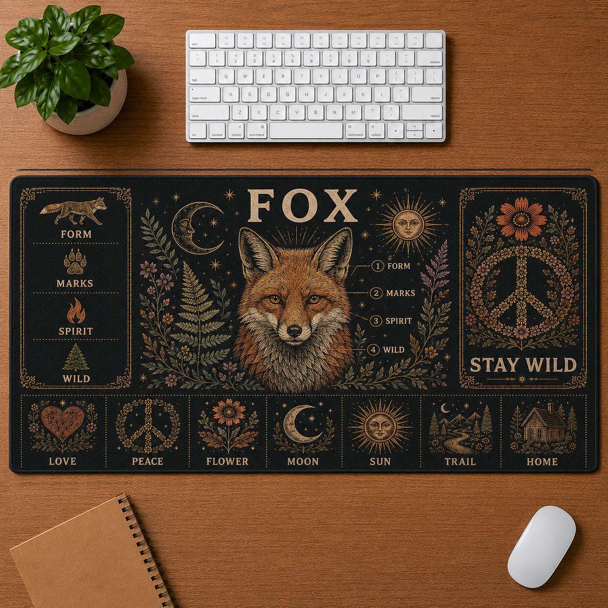 Elephant Hippie Desk Mat Mouse Pad | 5To9Vibe - Fox style