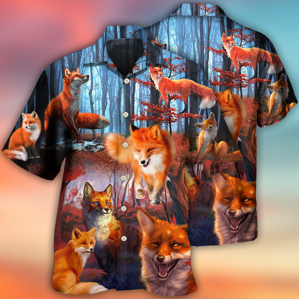 Fox Beautiful Red Forest - Hawaiian Shirt 