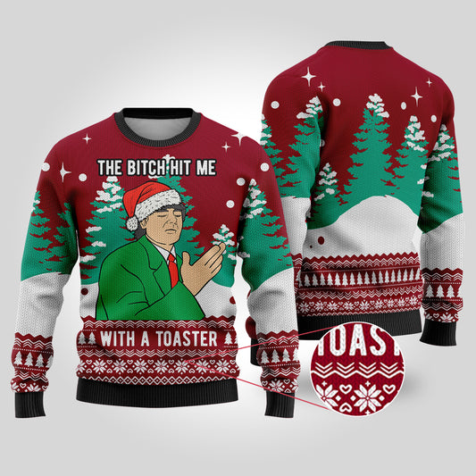 Frank Cross Scrooged Ugly Christmas Sweater Cardinal Red