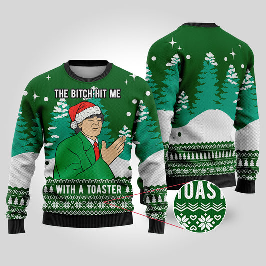 Frank Cross Scrooged Ugly Christmas Sweater Forest Green