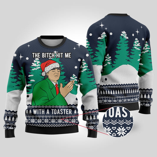 Frank Cross Scrooged Ugly Christmas Sweater Navy