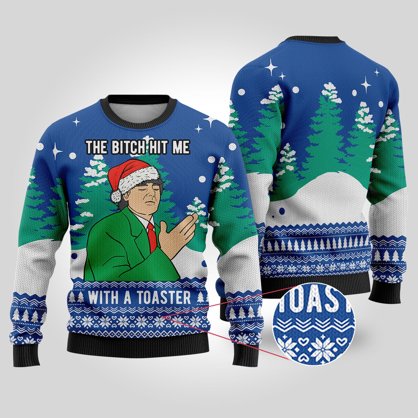 Frank Cross Scrooged Ugly Christmas Sweater Royal