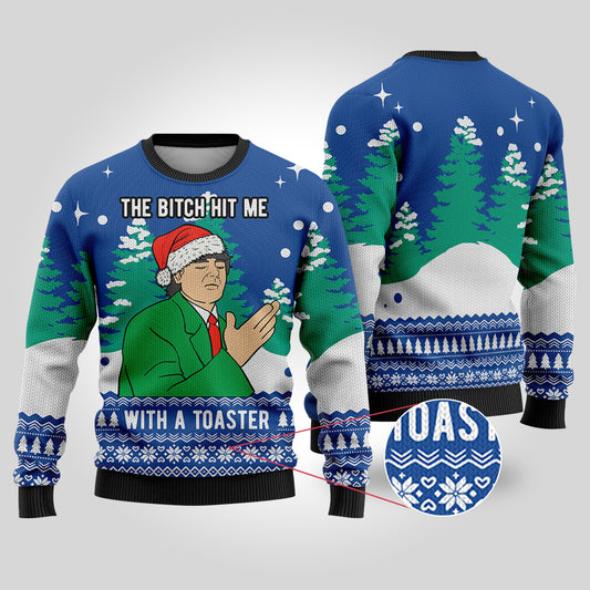 Frank Cross Scrooged Ugly Christmas Sweater Royal