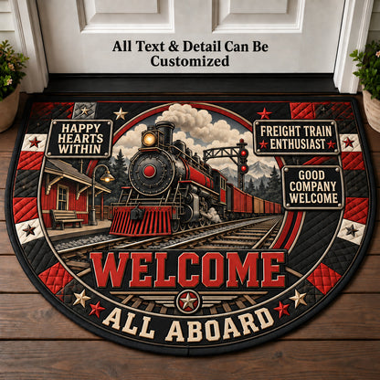 Freight Train Enthusiast Personalized Half Round Mat | 5To9Vibe