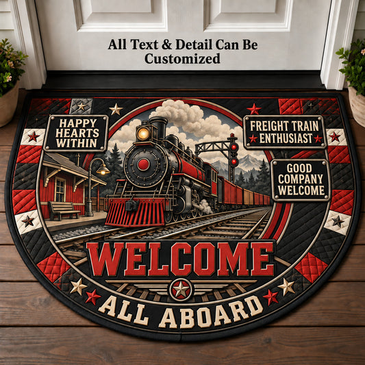Freight Train Enthusiast Personalized Half Round Mat | 5To9Vibe