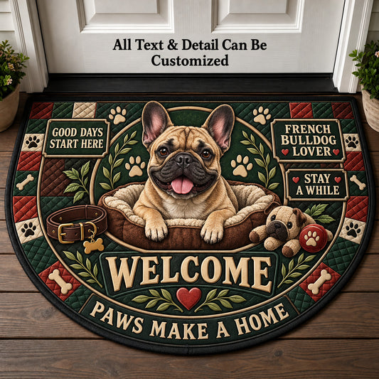 French Bulldog Lover Personalized Half Round Mat | 5To9Vibe