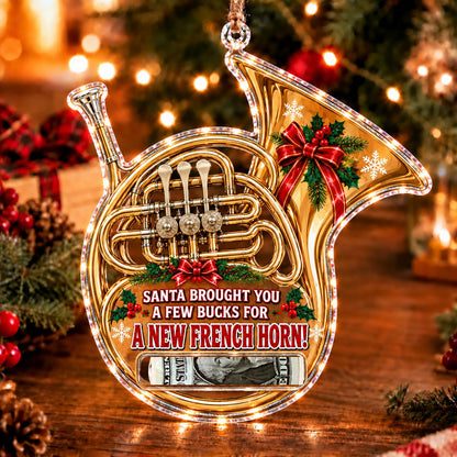 French Horn Christmas money holder ornament