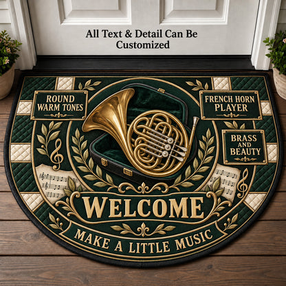 French Horn Player Personalized Half Round Mat | 5To9Vibe