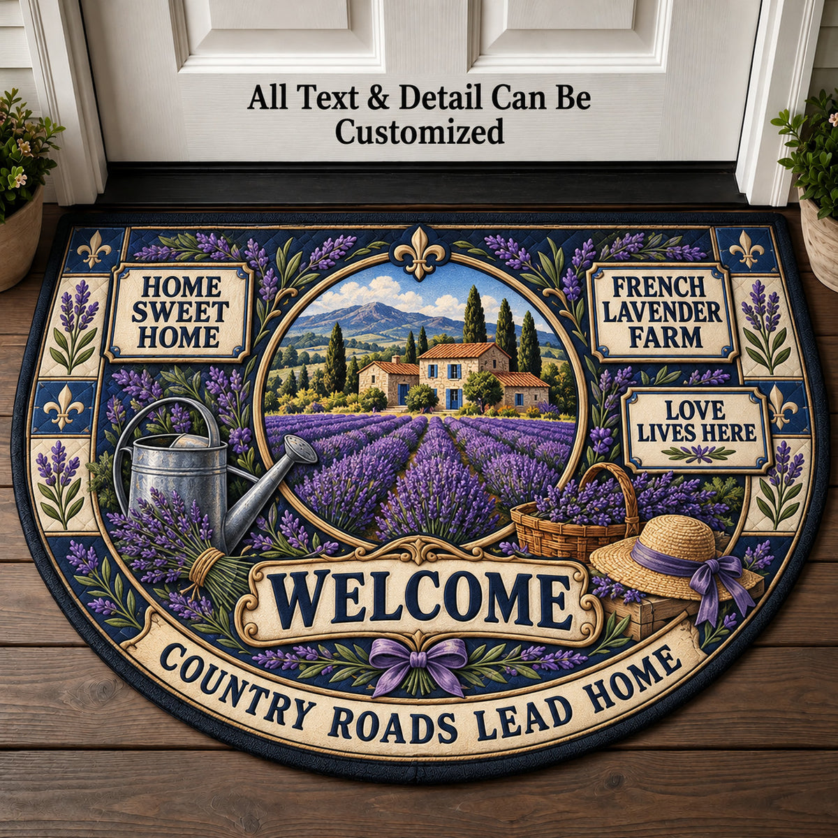 French Lavender Farm Personalized Half Round Mat | 5To9Vibe