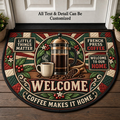 French Press Coffee Personalized Half Round Mat | 5To9Vibe
