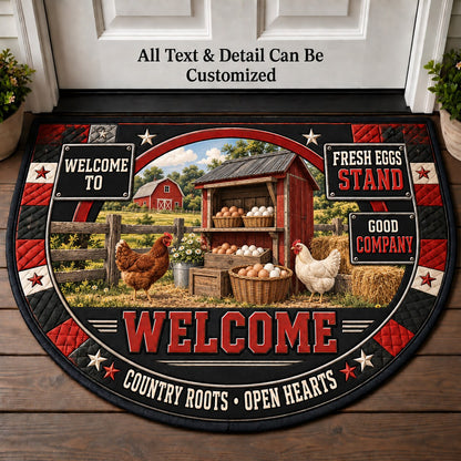 Fresh Eggs Stand Personalized Half Round Mat | 5To9Vibe