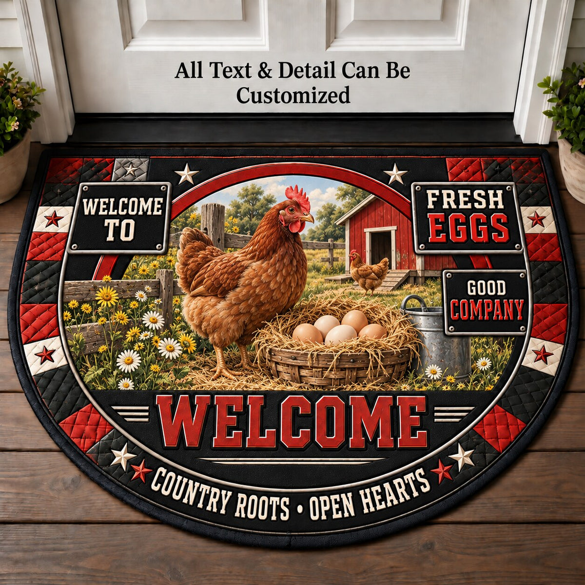 Fresh Eggs Personalized Half Round Mat | 5To9Vibe