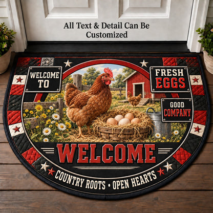 Fresh Eggs Personalized Half Round Mat | 5To9Vibe