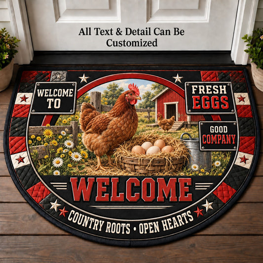 Fresh Eggs Personalized Half Round Mat | 5To9Vibe