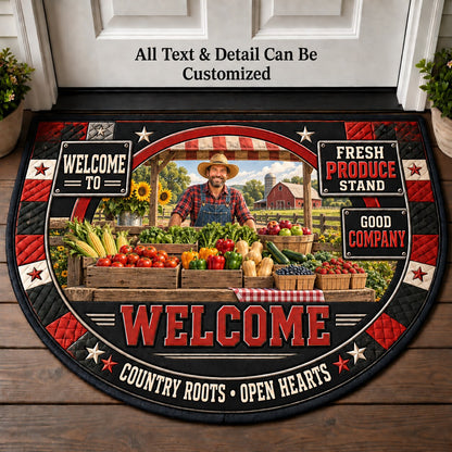 Fresh Produce Stand Personalized Half Round Mat | 5To9Vibe