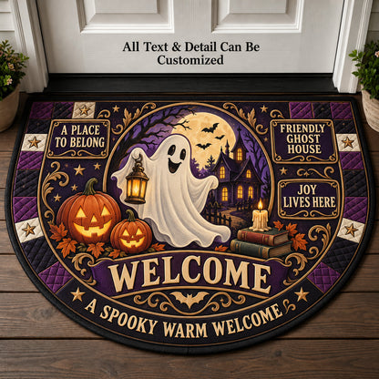 Friendly Ghost House Personalized Half Round Mat | 5To9Vibe