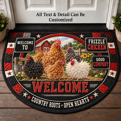 Frizzle Chicken Personalized Half Round Mat | 5To9Vibe