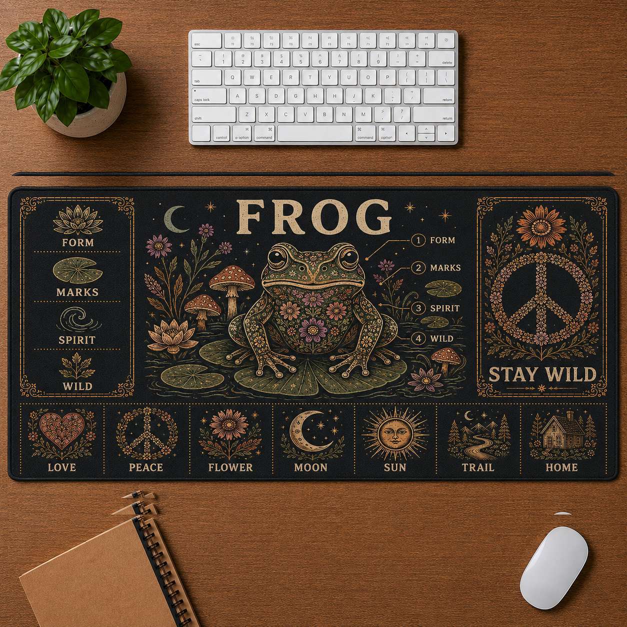 Elephant Hippie Desk Mat Mouse Pad | 5To9Vibe - Frog style
