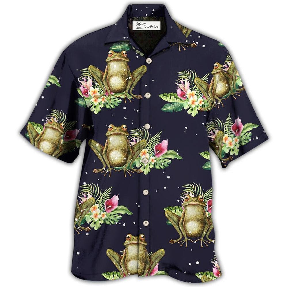 Hawaiian Shirt / Adults / S Frog Tropical Floral With Dark Background - Hawaiian Shirt 