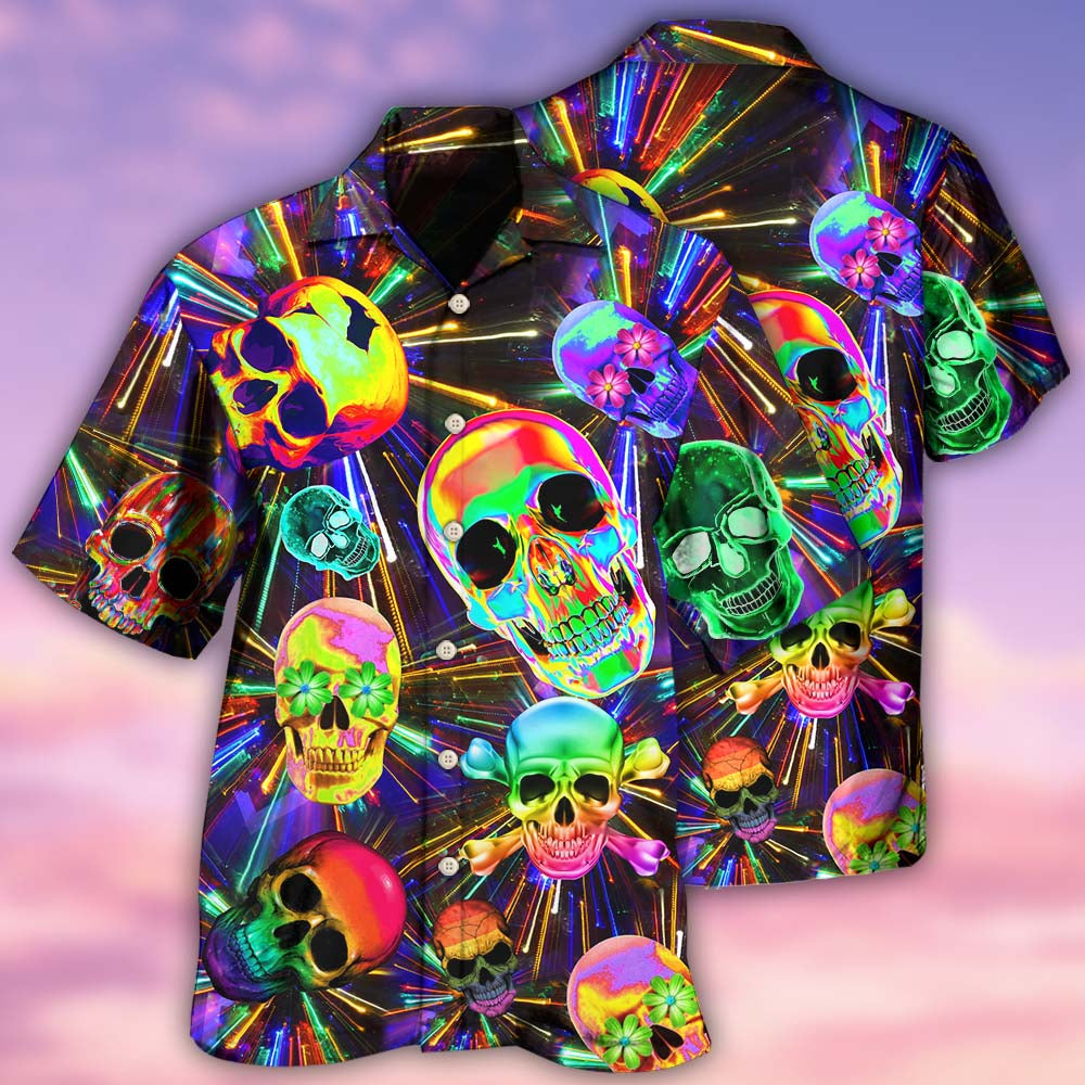 Skull Smile Happy And Fullcolor - Hawaiian Shirt 