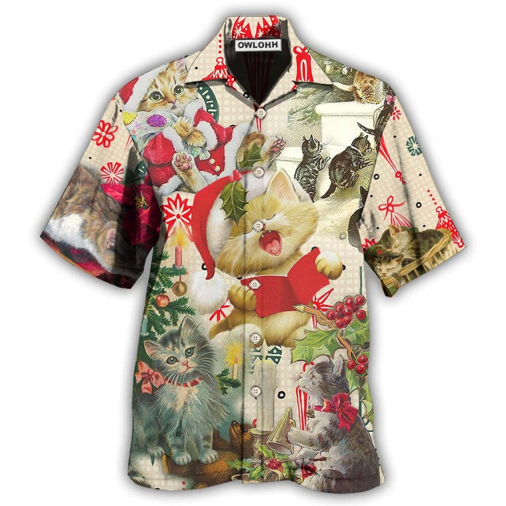 Hawaiian Shirt / Adults / S Cat Sing A Song Merry Chrismas - Hawaiian Shirt 