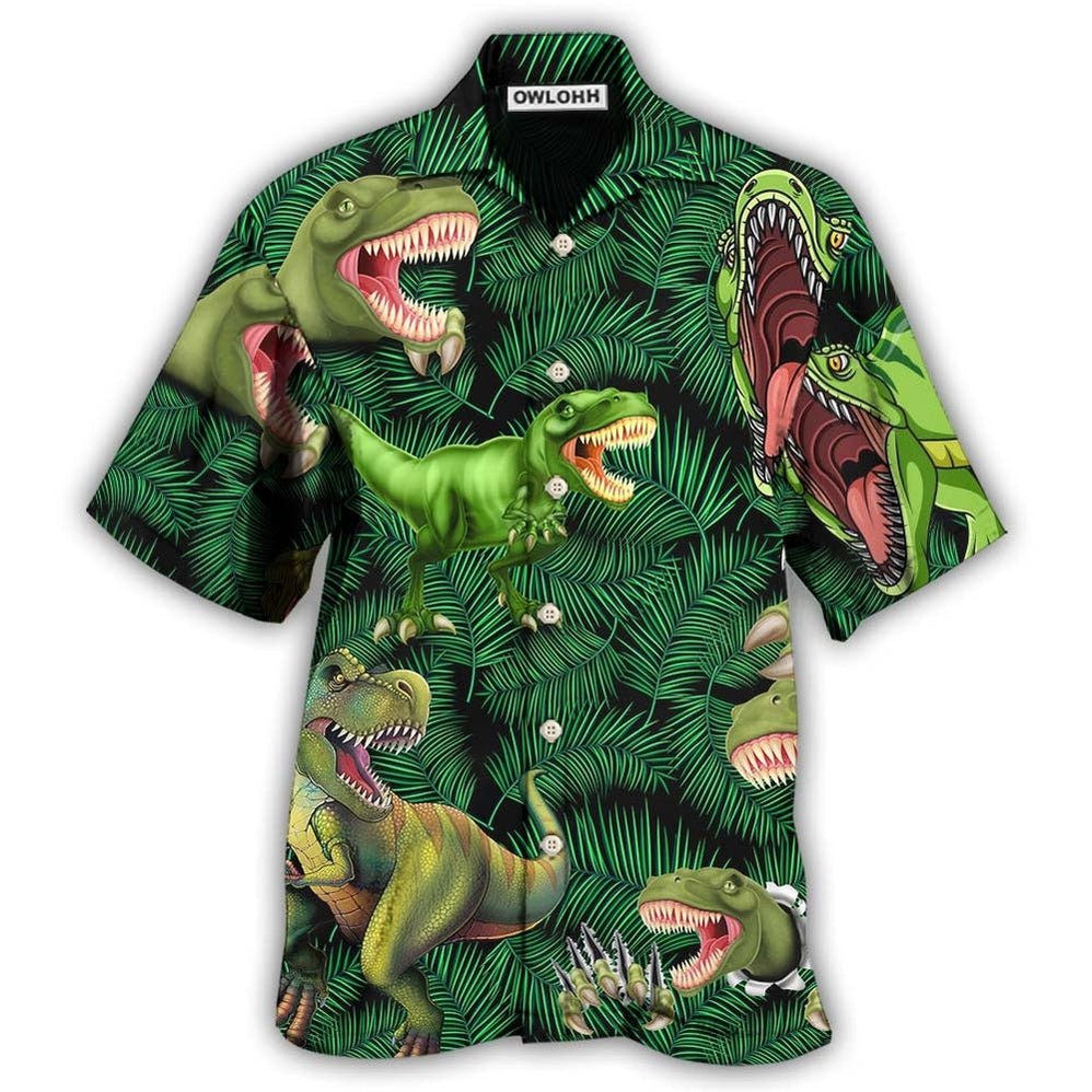 Hawaiian Shirt / Adults / S Dinosaur World Summer Green Leaf - Hawaiian Shirt 