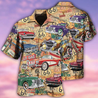 Car The Mother Road Route 66 Road Trip Vintage - Hawaiian Shirt 