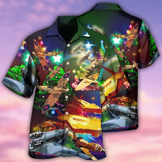 Combat Aircraft Fly Sky Merry Christmas - Hawaiian Shirt