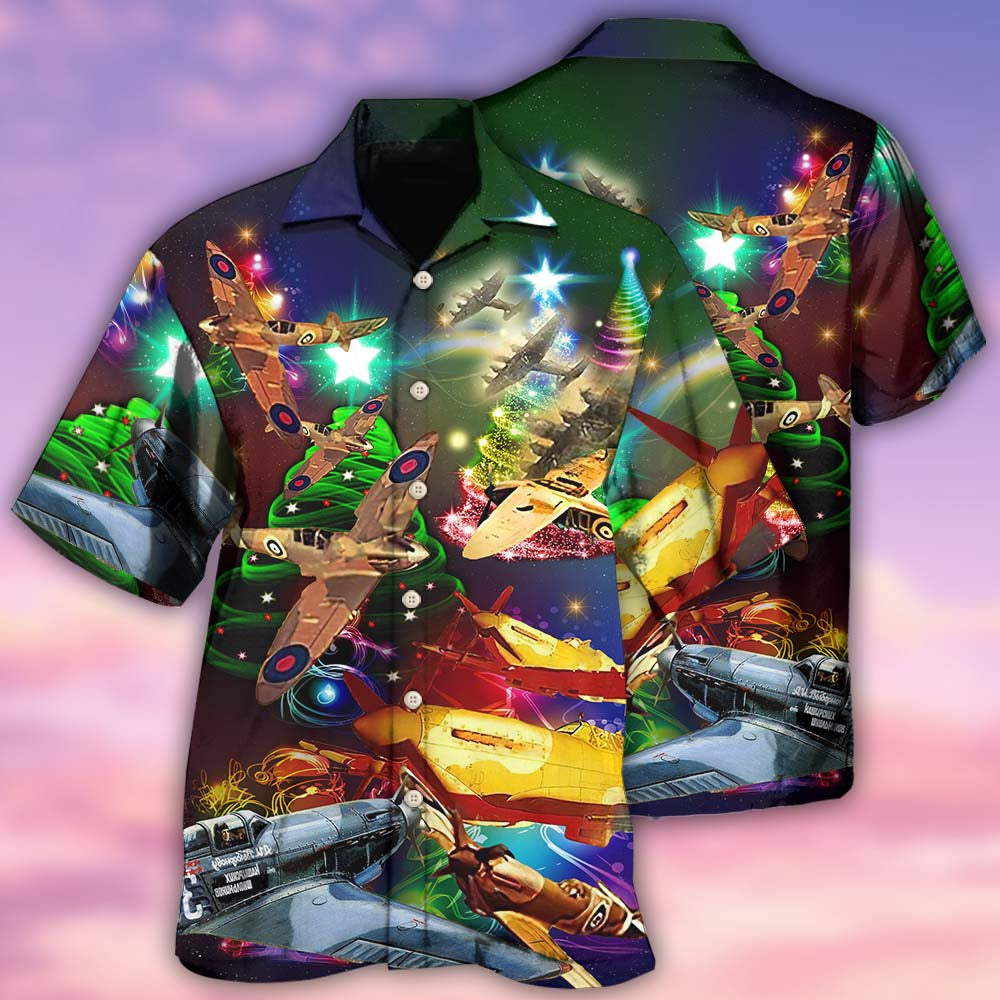 Combat Aircraft Fly Sky Merry Christmas - Hawaiian Shirt 
