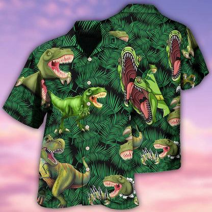 Dinosaur World Summer Green Leaf - Hawaiian Shirt 