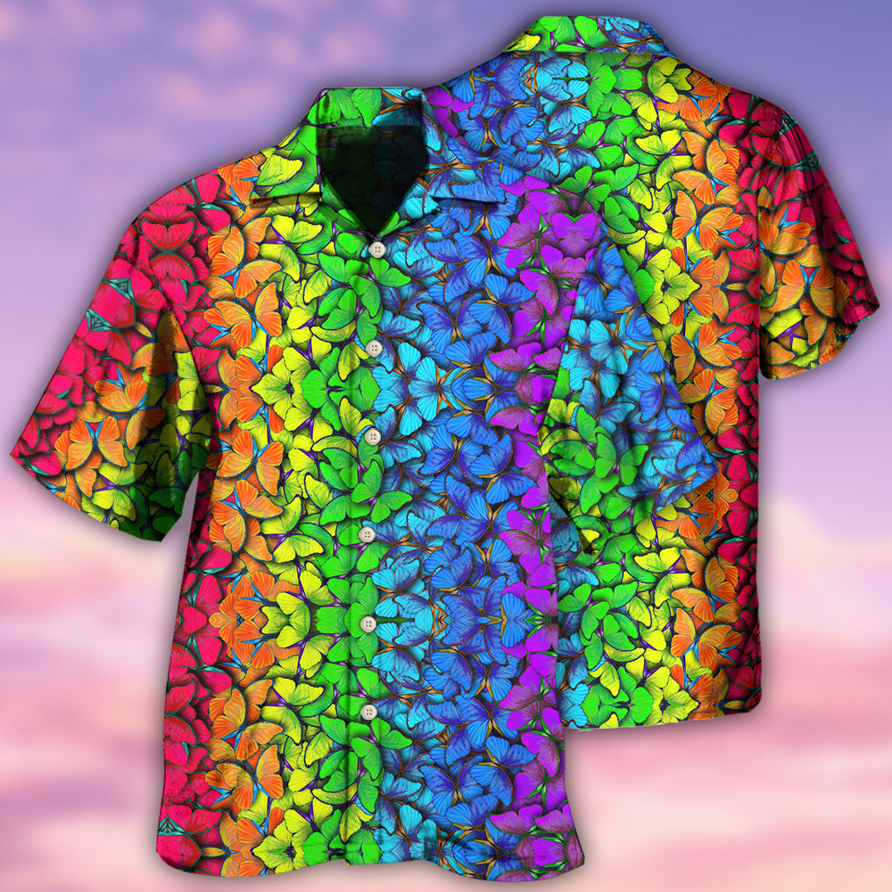 LGBT Colorful Rainbow Butterfly - Hawaiian Shirt 